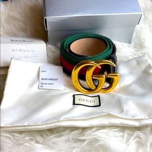 Green and Red Web double G Gucci Belt